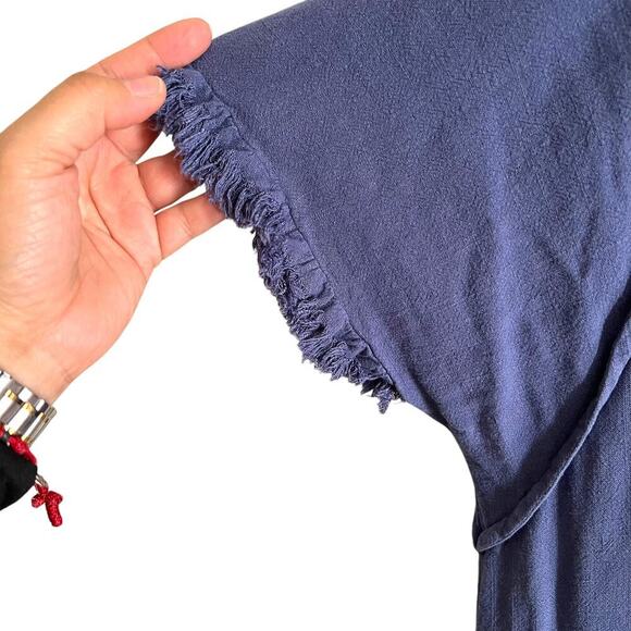 Umgee USA High Low Linen Blend Animal Print Dress Blue Size Large - Picture 4 of 8